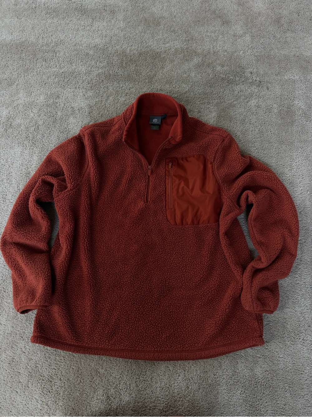 Champion Rust Red Sherpa Fleece Quarter Zip Pullover – Size XL ❤️
